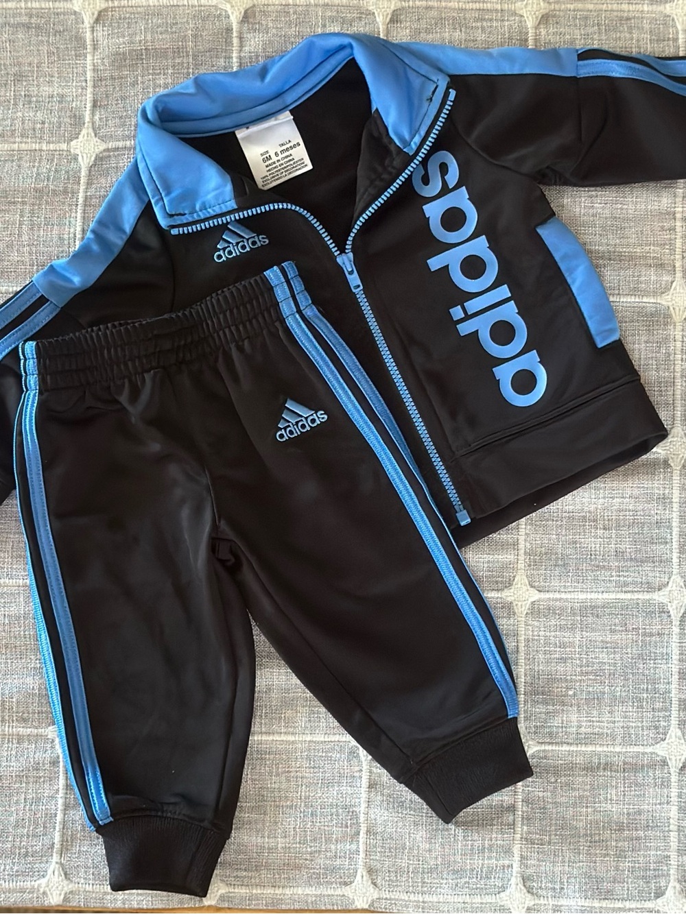 adidas Black and Light Blue Kids Jogger Set Bottoms